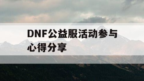 DNF公益服活动参与心得分享