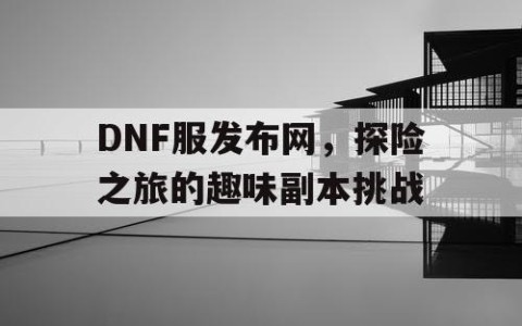 DNF服发布网，探险之旅的趣味副本挑战