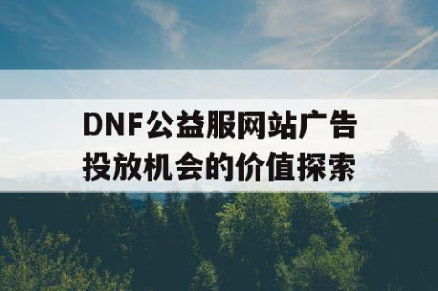 DNF公益服网站广告投放机会的价值探索