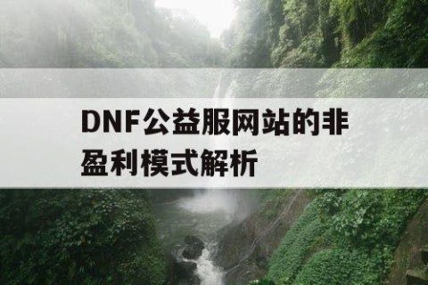 DNF公益服网站的非盈利模式解析