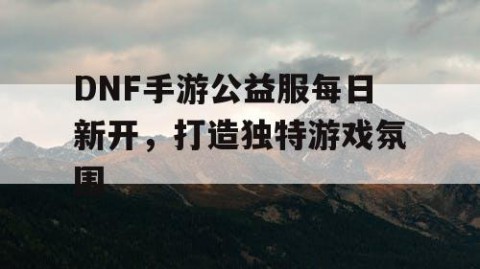 DNF手游公益服每日新开，打造独特游戏氛围