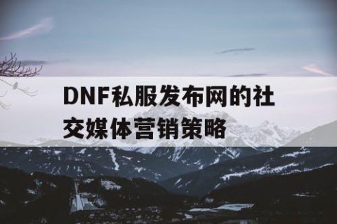 DNF私服发布网的社交媒体营销策略