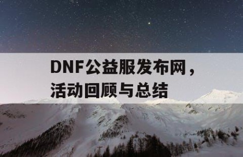 DNF公益服发布网，活动回顾与总结