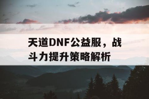 天道DNF公益服，战斗力提升策略解析