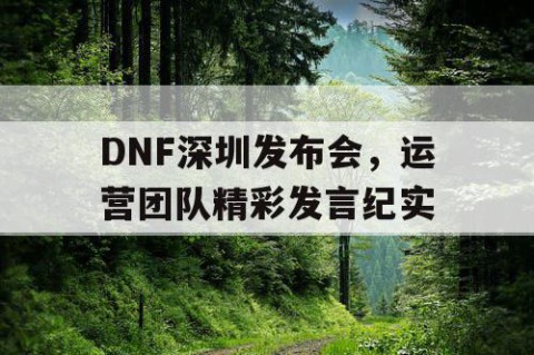 DNF深圳发布会，运营团队精彩发言纪实