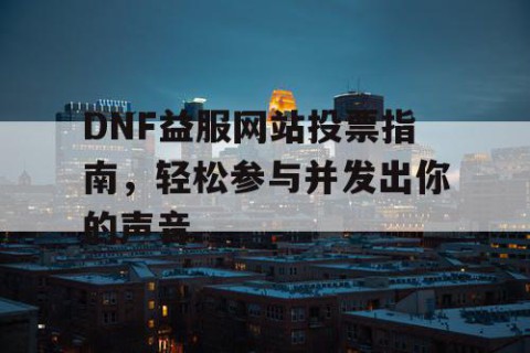 DNF益服网站投票指南，轻松参与并发出你的声音