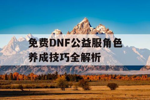 免费DNF公益服角色养成技巧全解析