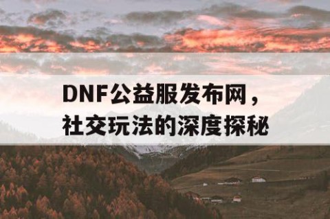 DNF公益服发布网，社交玩法的深度探秘