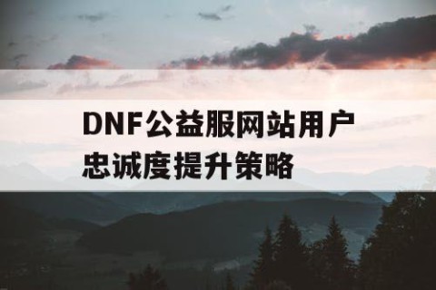 DNF公益服网站用户忠诚度提升策略