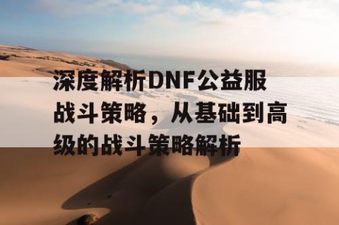 深度解析DNF公益服战斗策略，从基础到高级的战斗策略解析