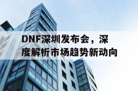 DNF深圳发布会，深度解析市场趋势新动向