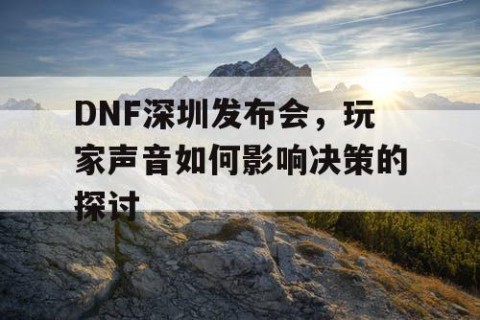 DNF深圳发布会，玩家声音如何影响决策的探讨