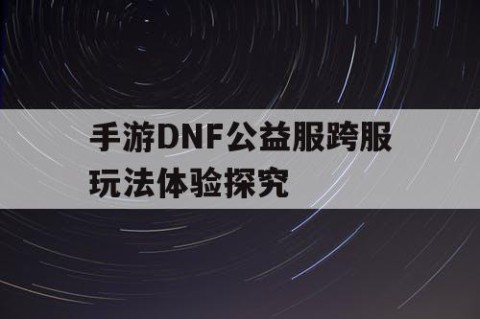 手游DNF公益服跨服玩法体验探究