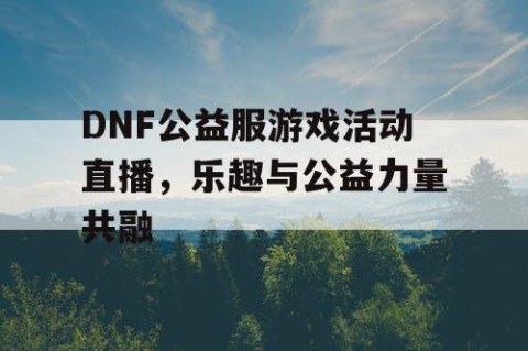 DNF公益服游戏活动直播，乐趣与公益力量共融