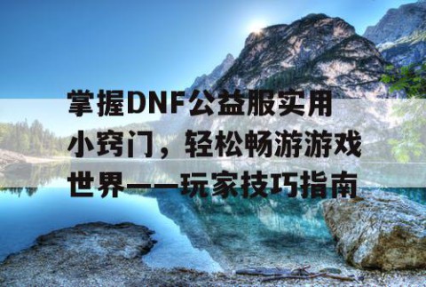 掌握DNF公益服实用小窍门，轻松畅游游戏世界——玩家技巧指南