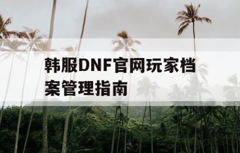 韩服DNF官网玩家档案管理指南