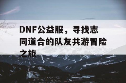 DNF公益服，寻找志同道合的队友共游冒险之旅