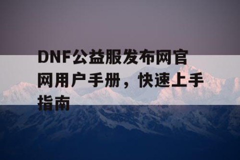 DNF公益服发布网官网用户手册，快速上手指南