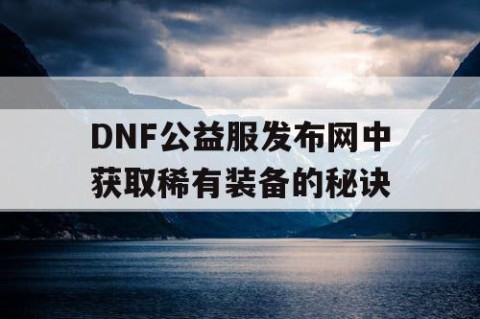 DNF公益服发布网中获取稀有装备的秘诀