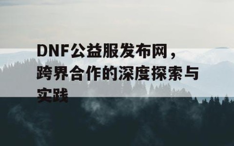 DNF公益服发布网，跨界合作的深度探索与实践