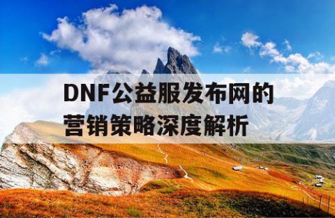 DNF公益服发布网的营销策略深度解析