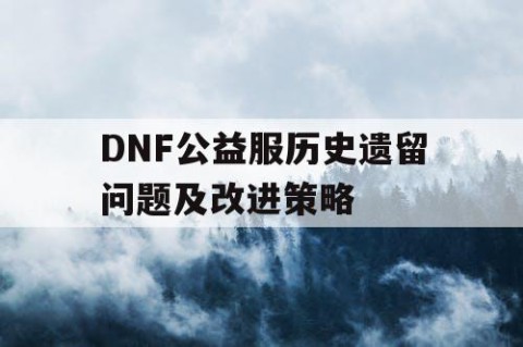 DNF公益服历史遗留问题及改进策略