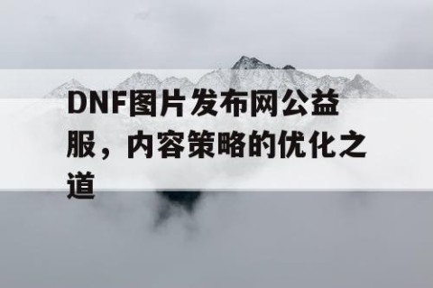 DNF图片发布网公益服，内容策略的优化之道