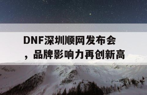 DNF深圳顺网发布会，品牌影响力再创新高