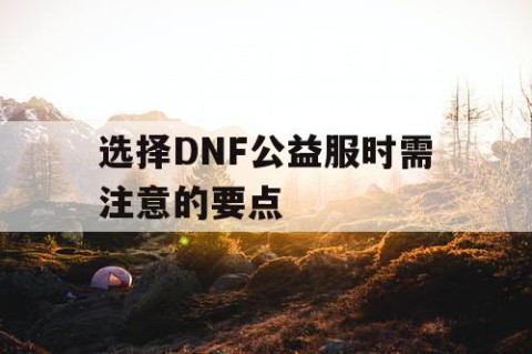 选择DNF公益服时需注意的要点