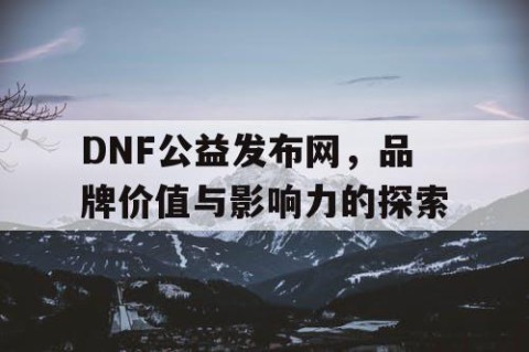 DNF公益发布网，品牌价值与影响力的探索