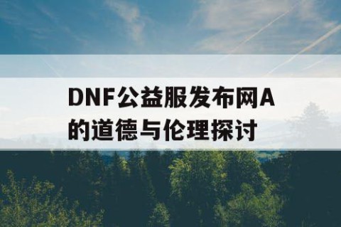 DNF公益服发布网A的道德与伦理探讨