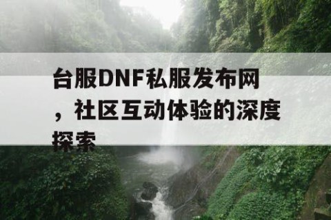 台服DNF私服发布网，社区互动体验的深度探索