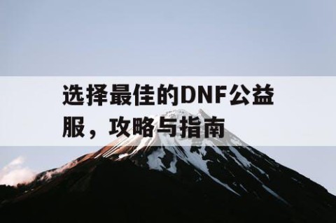 选择最佳的DNF公益服，攻略与指南