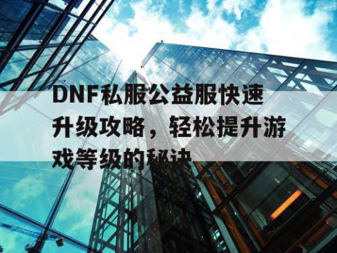 DNF私服公益服快速升级攻略，轻松提升游戏等级的秘诀