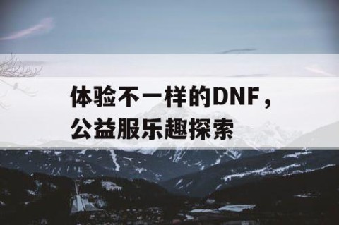 体验不一样的DNF，公益服乐趣探索