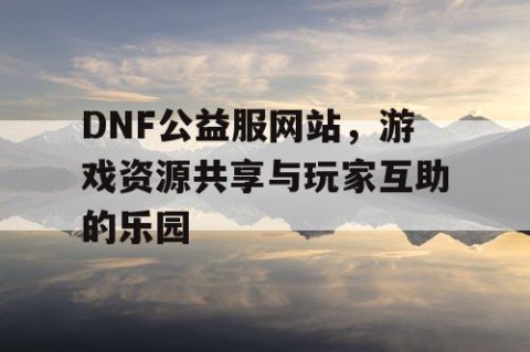 DNF公益服网站，游戏资源共享与玩家互助的乐园