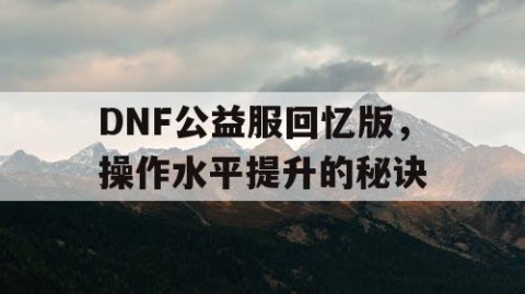 DNF公益服回忆版，操作水平提升的秘诀