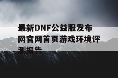 最新DNF公益服发布网官网首页游戏环境评测报告