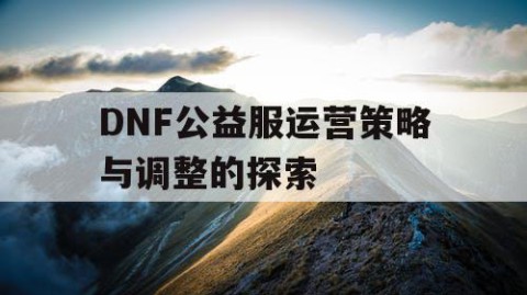 DNF公益服运营策略与调整的探索