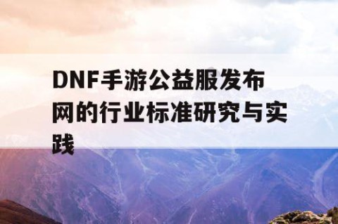 DNF手游公益服发布网的行业标准研究与实践