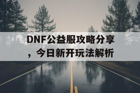 DNF公益服攻略分享，今日新开玩法解析