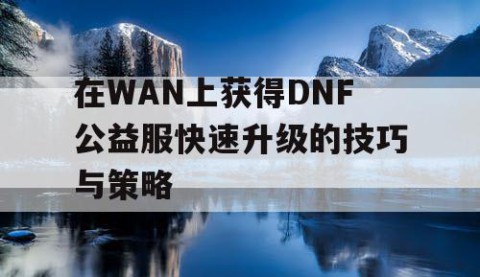 在WAN上获得DNF公益服快速升级的技巧与策略