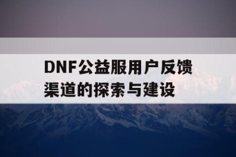 DNF公益服用户反馈渠道的探索与建设