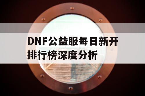 DNF公益服每日新开排行榜深度分析