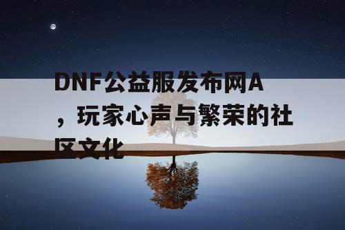 DNF公益服发布网A，玩家心声与繁荣的社区文化