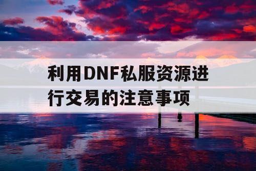 利用DNF私服资源进行交易的注意事项