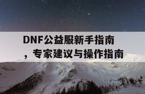 DNF公益服新手指南，专家建议与操作指南