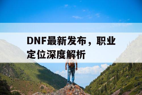 DNF最新发布	，职业定位深度解析