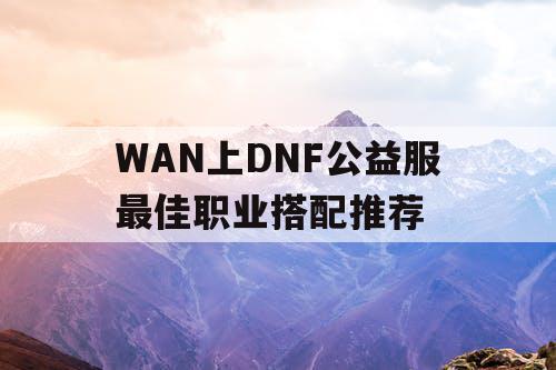 WAN上DNF公益服最佳职业搭配推荐