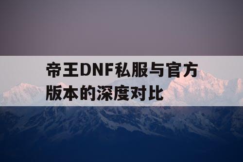 帝王DNF私服与官方版本的深度对比